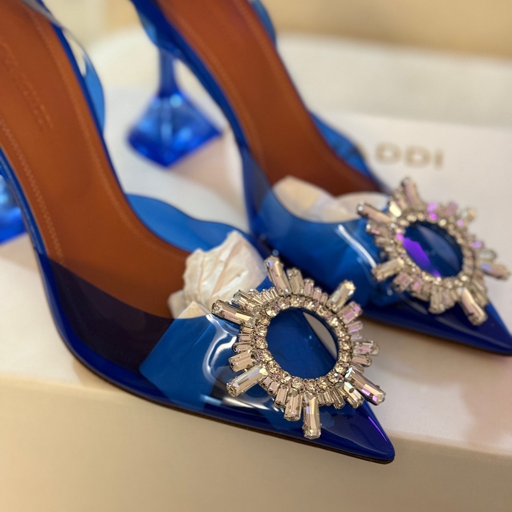 Amina Muaddi Blue PVC Begum
Slingback Pumps Size 36,5